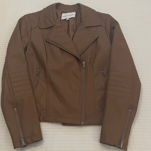 cupcakes & cashmere Tan Faux Leather Jacket